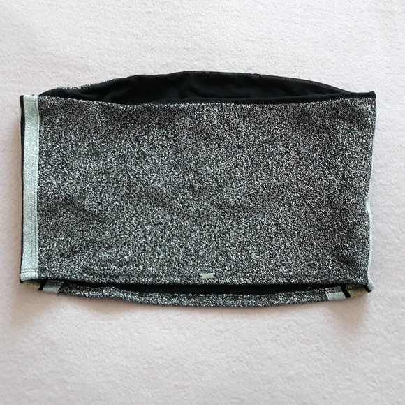 Victoria's Secret Pink Strapless Tube Top Metallic Black/Silver, Sz. L - Picture 5 of 12